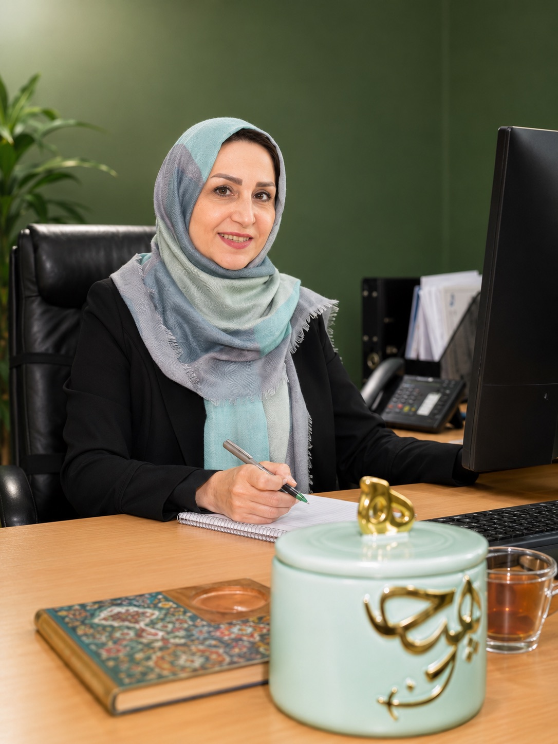 Afsaneh Moayedzadeh at her desk